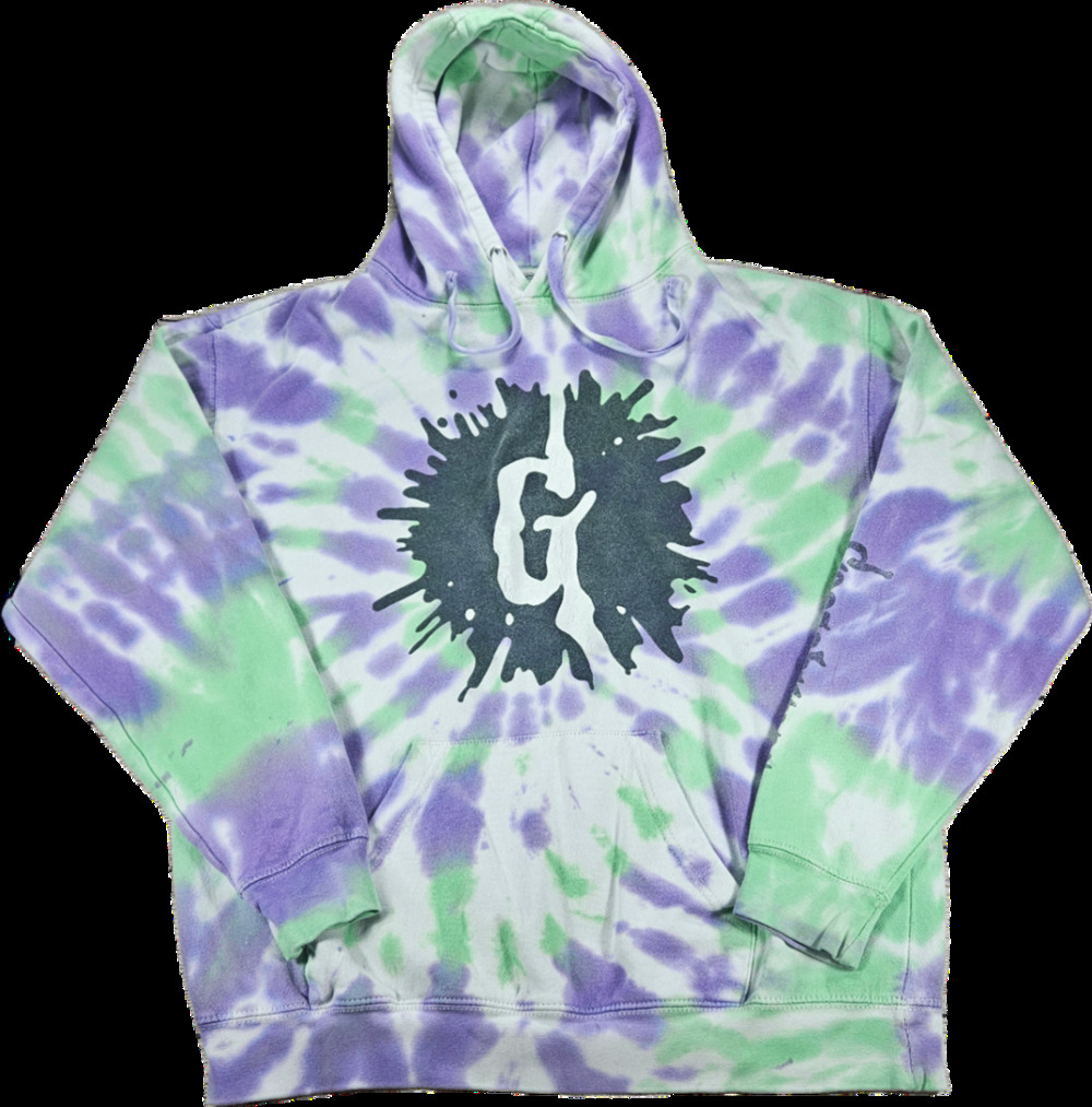Goosebumps Hoodie Men's S Purple Green Tie Dye Cotton Blend Pullover